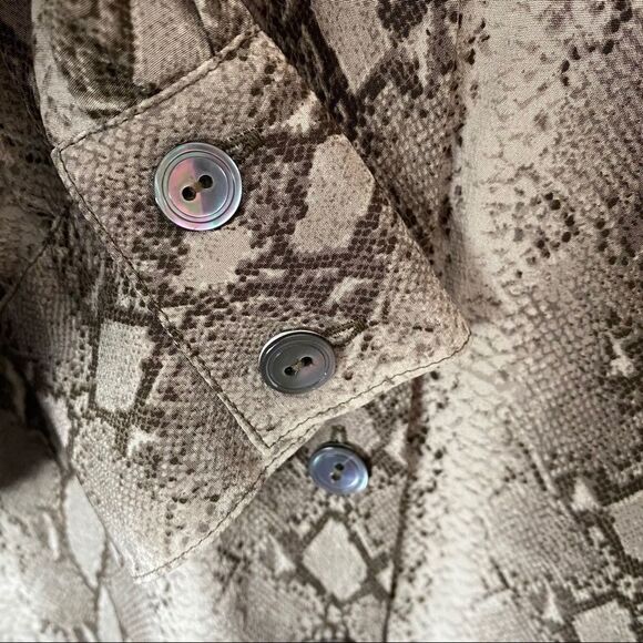 Vintage Jaeger Snakeskin Print Silk Button Down - Picture 3 of 8